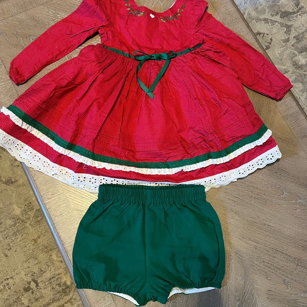 Love & Grow, size 5, Christmas embroidered dress with shorts, NWT